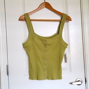 Free People Bridgette Top Tarragon Green Tank Sz XL